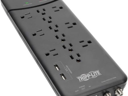 Tripp Lite Surge Protector Power Strip 12 Outlets, 2 USB Charging Ports Tel Modem Coax For Discount