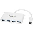 StarTech.com 4 Port USB C Hub - USB-C to 4x USB-A - USB 3.0 Hub - Bus Powered - White - USB C to USB Hub - USB Multiport Adapter on Sale