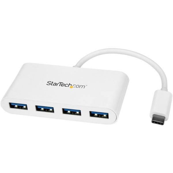 StarTech.com 4 Port USB C Hub - USB-C to 4x USB-A - USB 3.0 Hub - Bus Powered - White - USB C to USB Hub - USB Multiport Adapter on Sale