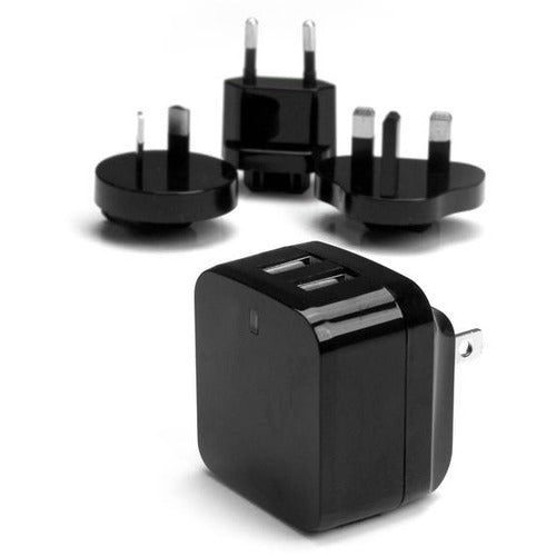 StarTech.com Travel USB Wall Charger - 2 Port - Black - Universal Travel Adapter - International Power Adapter - USB Charger For Discount