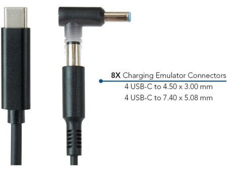 JAR Systems Emulator Charging Cables for HP Devices 2x 4-Pack of USB-C PD to 4.50 x 3.00mm and 7.40 x 5.08mm Connectors Online now