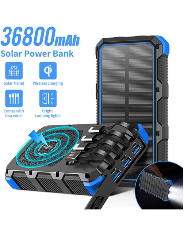 Wireless Solar Power Bank 36800mAh Sale