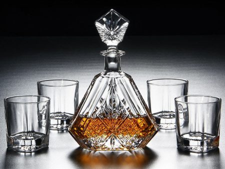 Whiskey Decanter with 6 Glasses For Sale