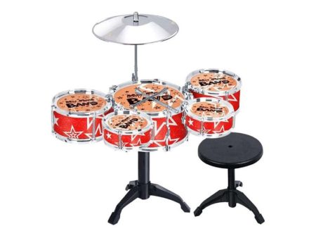 Jazz Rock Drum Set Kids Toys Drums Cymbal Stool Sticks Black For Sale