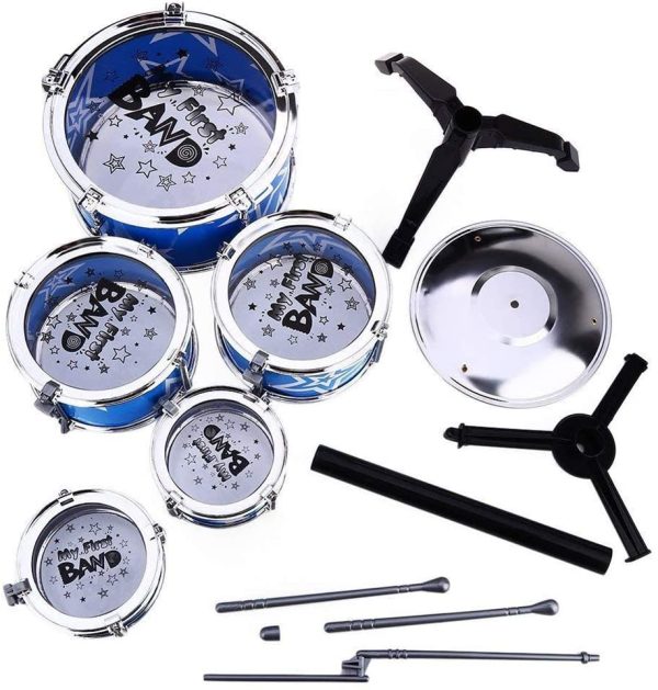 Jazz Rock Drum Set Kids Toys Drums Cymbal Stool Sticks Black For Sale