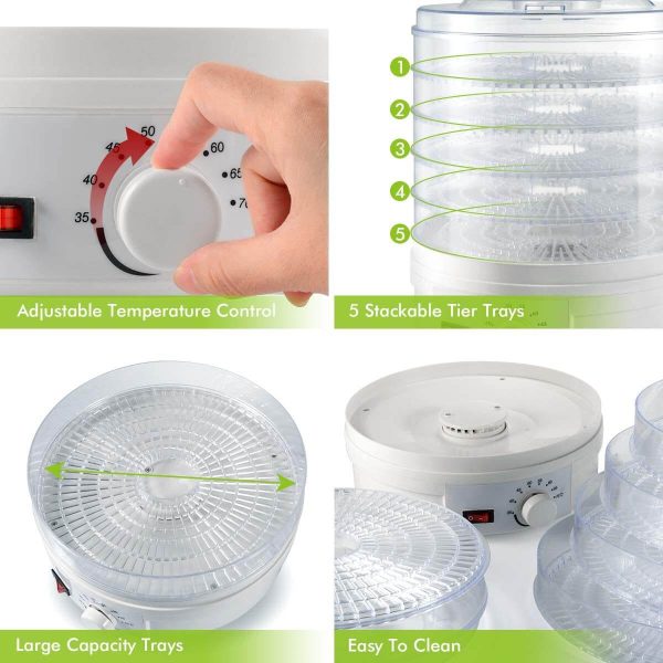 5-Layer Portable Electric Food Dehydrator Machine with Adjustable Thermostat For Cheap