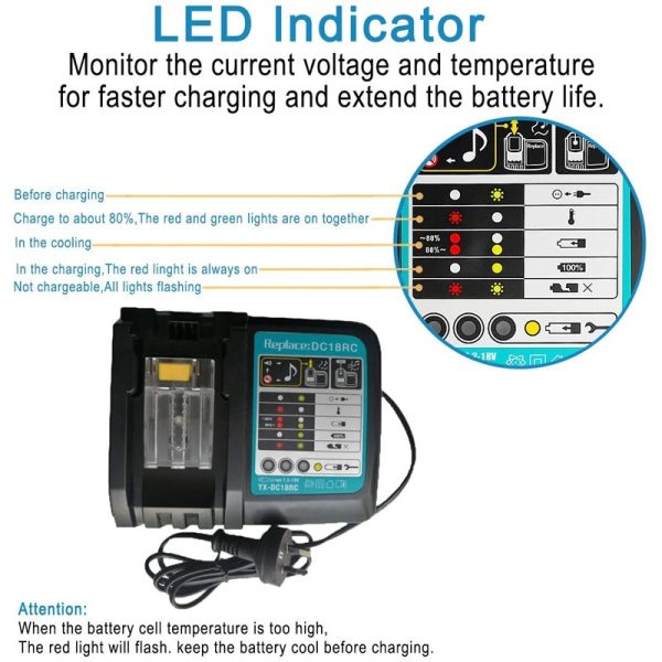 Replacement Makita Battery Charger For Bl1830 Bl1840 Bl1850 Battery Fashion